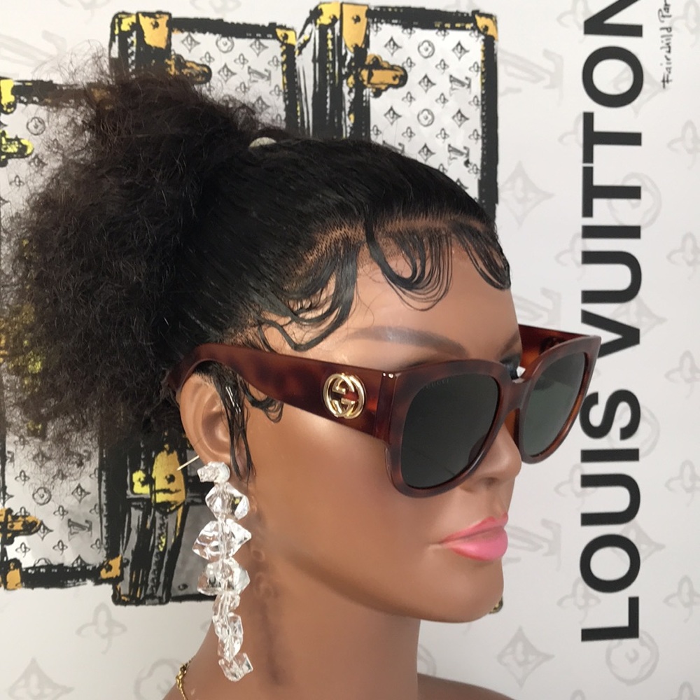 New  - GUCCI Brown Tortoise Shell Acetate Oversized Frame  GG0142SA